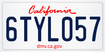 CA license plate 6TYL057