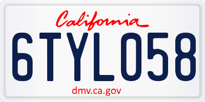 CA license plate 6TYL058