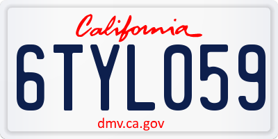 CA license plate 6TYL059