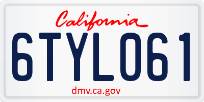 CA license plate 6TYL061