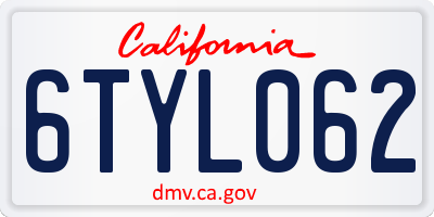 CA license plate 6TYL062