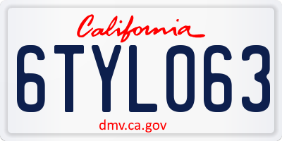 CA license plate 6TYL063