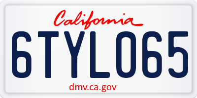 CA license plate 6TYL065