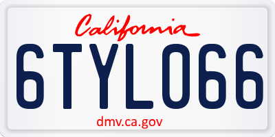 CA license plate 6TYL066