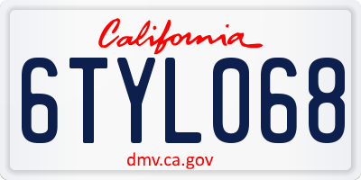 CA license plate 6TYL068