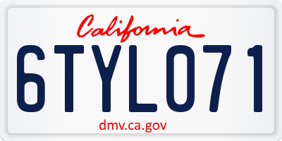 CA license plate 6TYL071