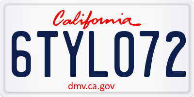 CA license plate 6TYL072