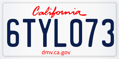 CA license plate 6TYL073