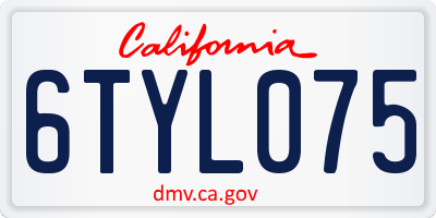 CA license plate 6TYL075