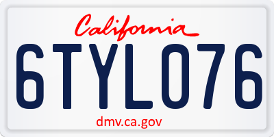 CA license plate 6TYL076