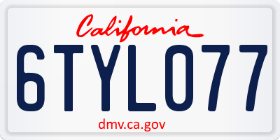 CA license plate 6TYL077