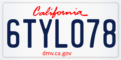 CA license plate 6TYL078