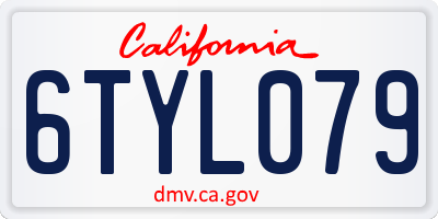 CA license plate 6TYL079