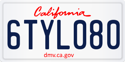 CA license plate 6TYL080