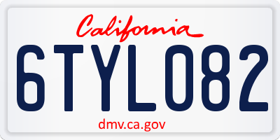 CA license plate 6TYL082