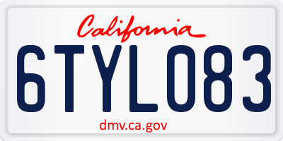 CA license plate 6TYL083