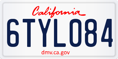 CA license plate 6TYL084