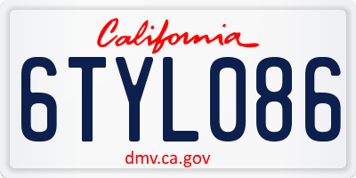 CA license plate 6TYL086