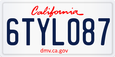 CA license plate 6TYL087