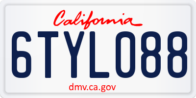 CA license plate 6TYL088