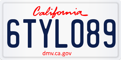 CA license plate 6TYL089