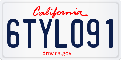 CA license plate 6TYL091