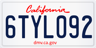 CA license plate 6TYL092