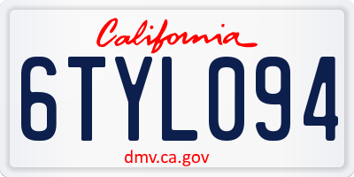 CA license plate 6TYL094