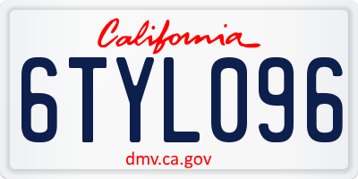 CA license plate 6TYL096