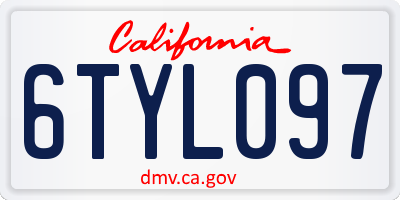 CA license plate 6TYL097