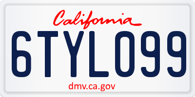 CA license plate 6TYL099