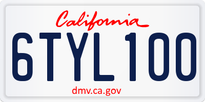 CA license plate 6TYL100
