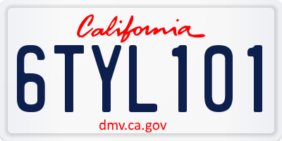 CA license plate 6TYL101