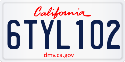 CA license plate 6TYL102