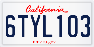 CA license plate 6TYL103