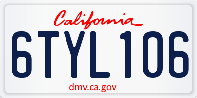 CA license plate 6TYL106