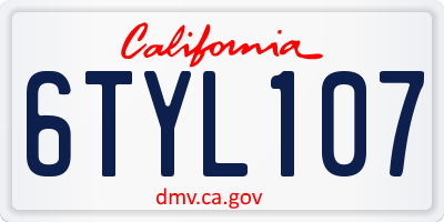 CA license plate 6TYL107