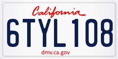 CA license plate 6TYL108