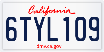 CA license plate 6TYL109