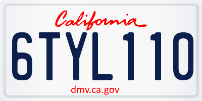 CA license plate 6TYL110