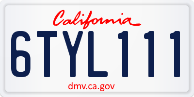 CA license plate 6TYL111