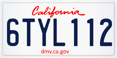 CA license plate 6TYL112