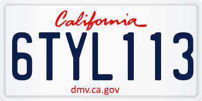 CA license plate 6TYL113