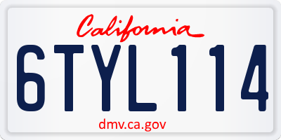 CA license plate 6TYL114