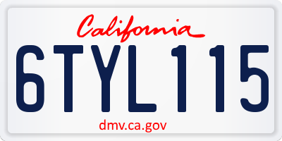 CA license plate 6TYL115