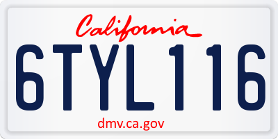 CA license plate 6TYL116