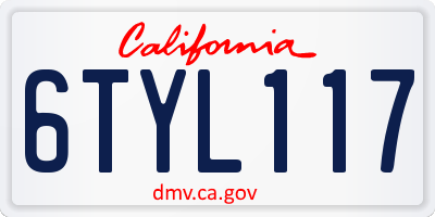CA license plate 6TYL117