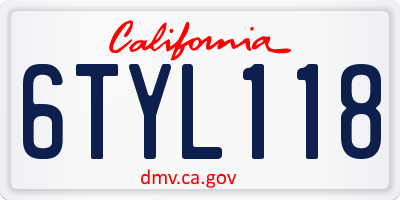 CA license plate 6TYL118