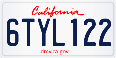 CA license plate 6TYL122