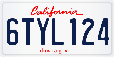 CA license plate 6TYL124